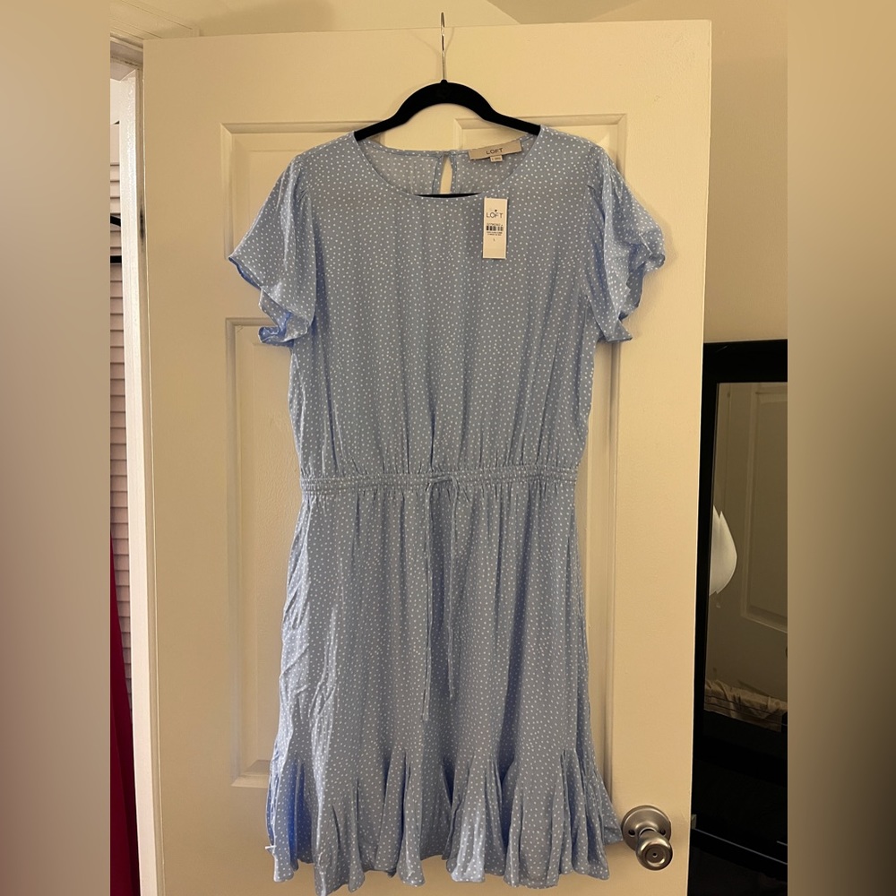 LOFT short sleeve ruffle bottom dress size L